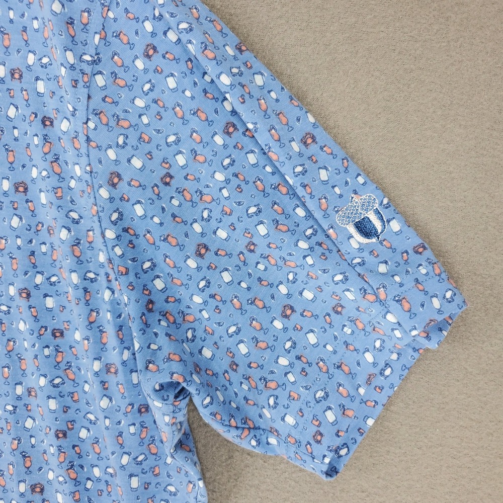 Peter Millar Polo Shirt Men M Blue Seaside Cocktail Claws Print Stretch Logo - Picture 3 of 7